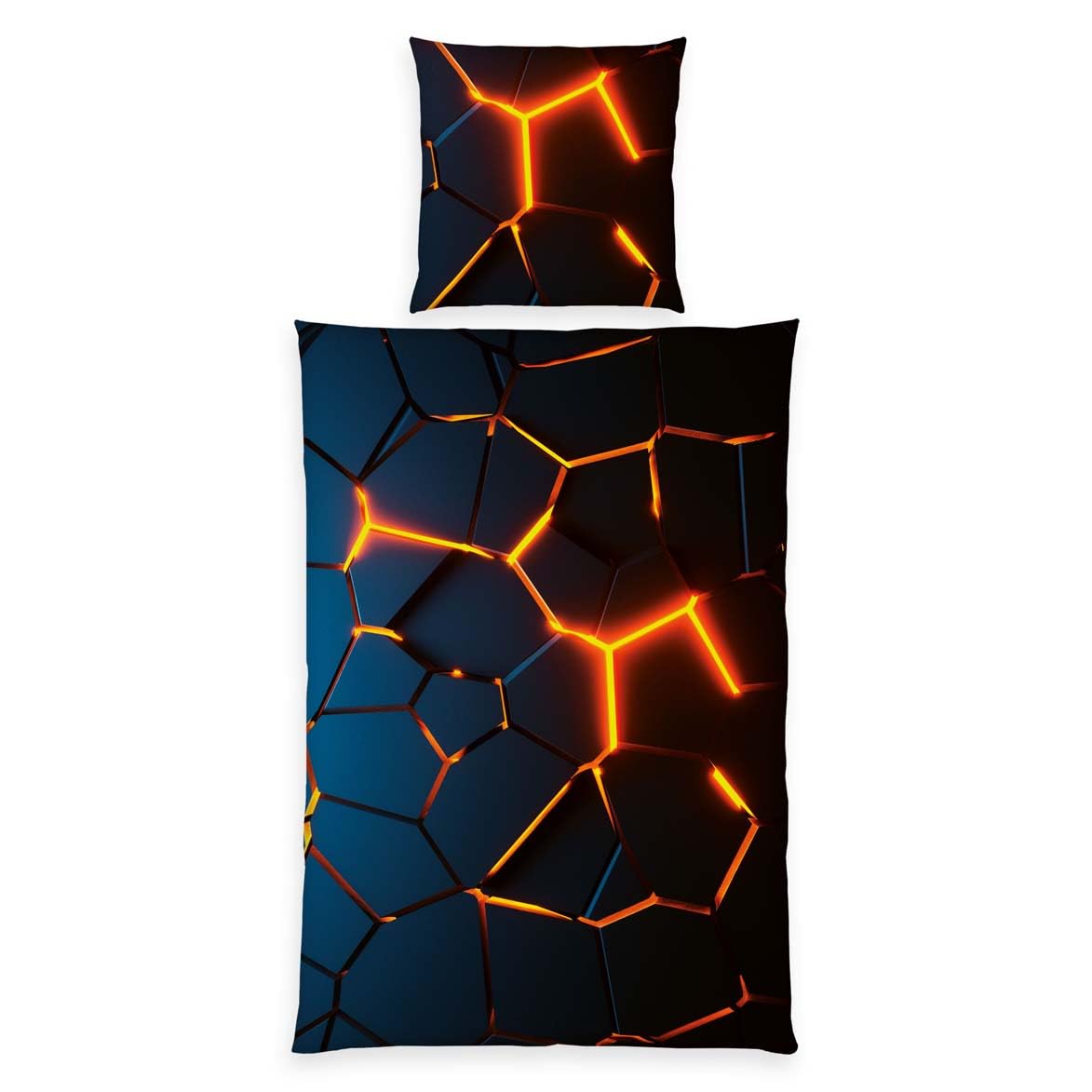 Herding Bettwäsche 3D Effekt Lava, Young Collection, Kopfkissenbezug ca. 80 x 80 cm, Bettbezug ca. 155 x 220 cm, Mit Reißverschluss, 100% Baumwolle/Renforcé