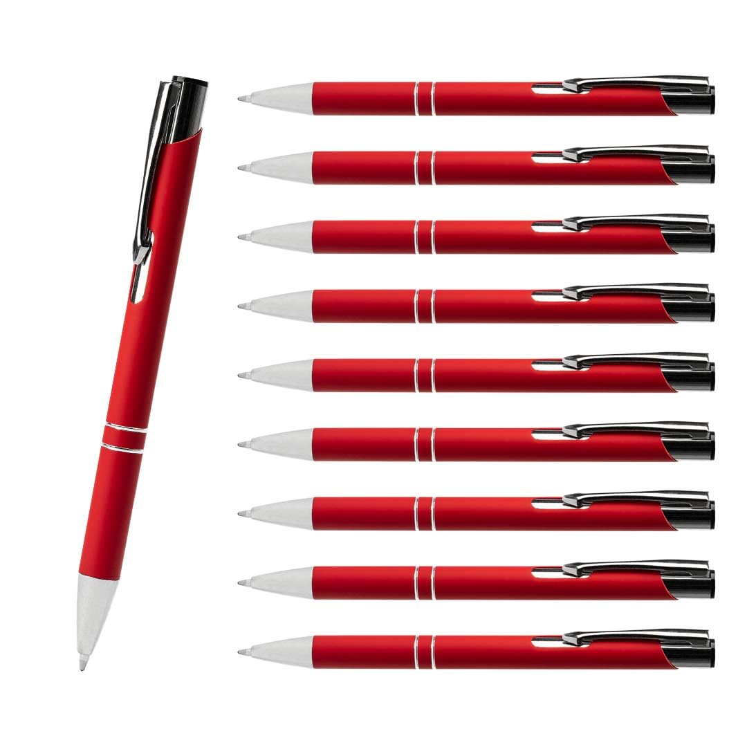 WPRO 250x -Kugelschreiber aus Metall Cami Soft rot – rutschfeste Softtouch-Oberfläche, langlebige schwarze Jumbo-Mine, Premium Werbestift in Farben nach Wahl – ideal als Give-away oder Bürobedarf