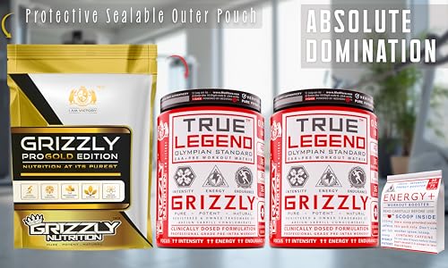 Image of Grizzly Nutrition True Legend Olympian Grade Pre Workout Powder Supplement for Men & Women | 900 Grams+30Gr Energy, Focus & Muscle Pump Formula with L-Citrulline, Beta Alanine, Creatine & Caffeine Pack, Citrulline, Theanine, EAA +21 Power Boosters, Pineapple + Lime, Dual Twin Pack, Lab Researched Formula