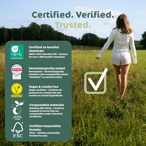 Image of Naty Maternity Pads with Wings |100% certified organic cotton top sheet | Certified skin-safe | Soft Postpartum Sanitary Pads for after Birth, 0% plastic on skin, Fragrance free & Absorbent | 10 count