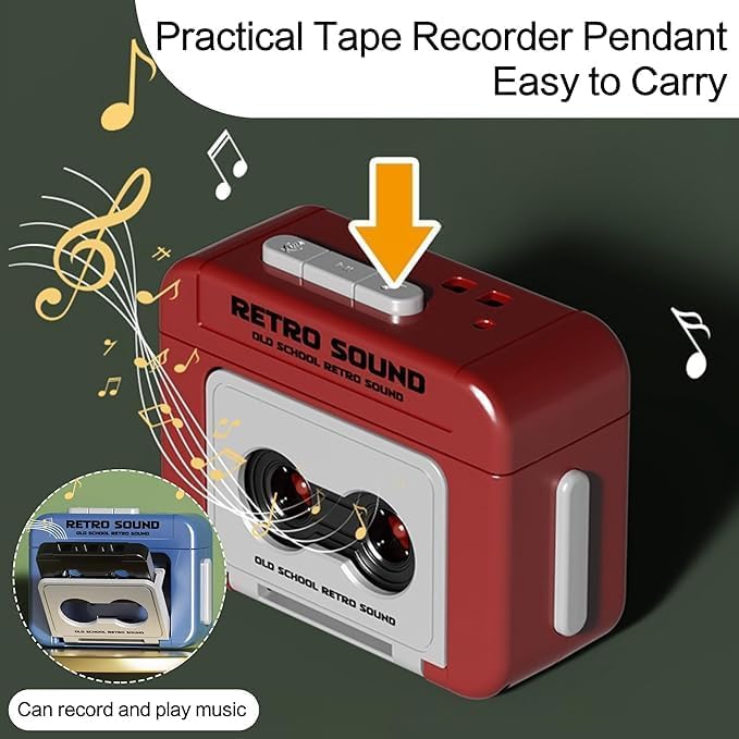 Image of KPS Retro Sound Mini Voice Recorder Keychain | Portable Audio Recording Design Key Holder For Bag /Car /Bike | Fun Retro Keyring For Kids & Adults (Pack of 1,Multicolor)