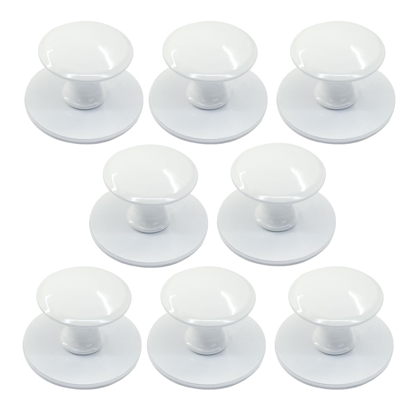 8 Pack Self-Adhesive Cabinet Knobs, Self-Stick Kitchen Handles Stainless Steel Drawer Pulls, No-Punch Peel and Stick Knobs for Windows, Wardrobes, Cabinets(White)