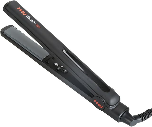 MHU Professional 1 Inch Keratin Ion Flat Iron Tourmaline Ceramic Hair Straightener Instant Heat Up Auto Shut-Off Adjustable Temperature with LED Display Black (285°F-450°F)
