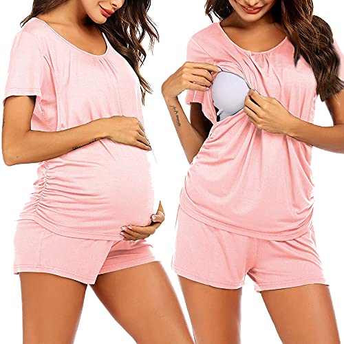 Image of Ekouaer Womens Nursing Pajamas Maternity Breastfeeding Pjs Sleepwear Layer Soft Postpartum Lounge Set Pregnancy Clothes