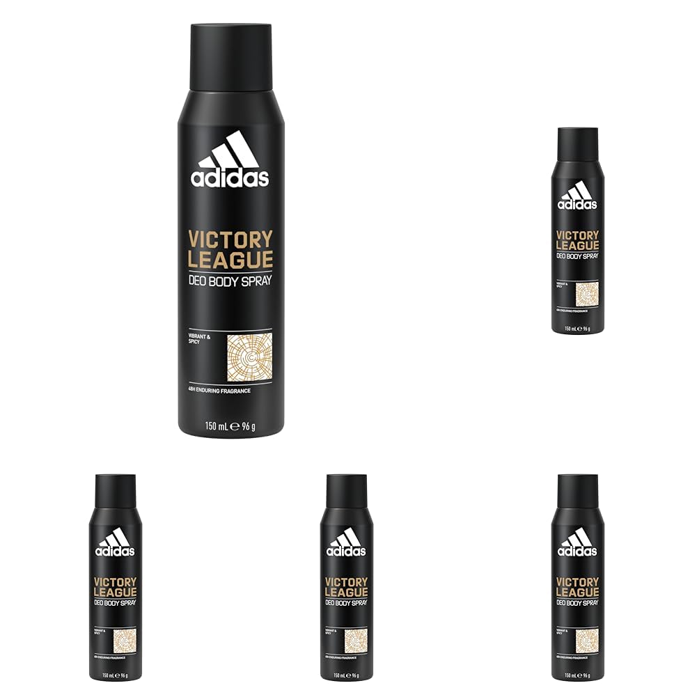 adidas Victory League Deo Body Spray für ihn, 48 Stunden extra-langanhaltender Duft, dynamisch-würzig, 150 ml (Packung mit 5)