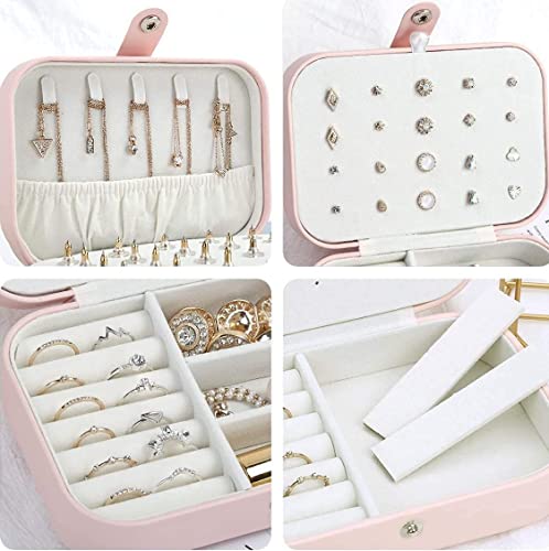 Image of KRISHYAM Clear Lid Velvet 24 Grid Jewelry Organizer Box - Stackable Tray Earring Display Showcase | Lockable Jewelry Organizer Gifts for Girls, Women (Travel Jewellery Box (Pink))