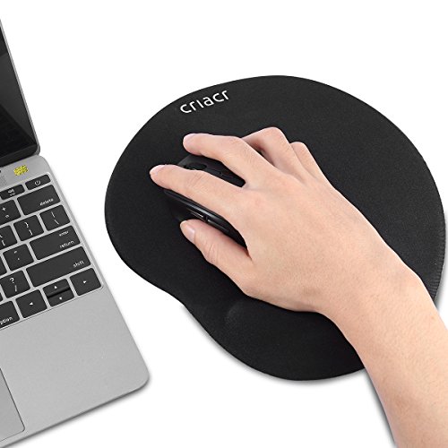 [Upgraded] Criacr Mouse Pad, Lycra Wrist Support Mat With Memory Foam Wrist Rest, Non-Slip Base For Computer Desktop And Typist Office #TOP6