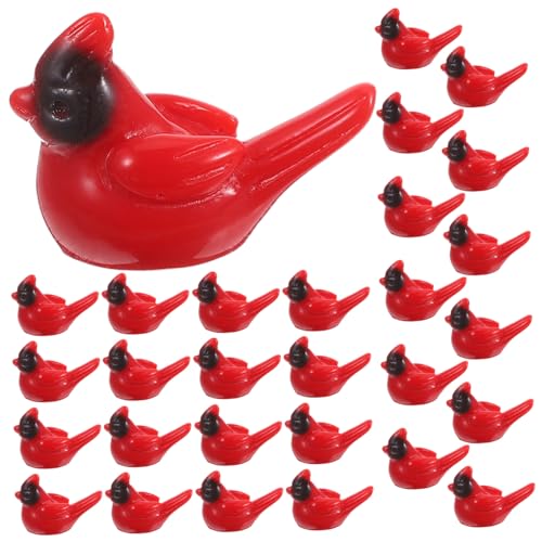 Mini figurines d'oiseaux rouges en résine pour artisanat et mousse