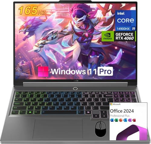 Image of Lenovo Legion 5 Gaming Laptop, Office Lifetime License, Intel i9-14900HX, GeForce RTX 4060, 16 Inch WQXGA 165Hz, 32 GB DDR5 RAM, 2 TB SSD, Backlit KB, Windows 11 Pro, Wi-Fi 6E, w /Accessories