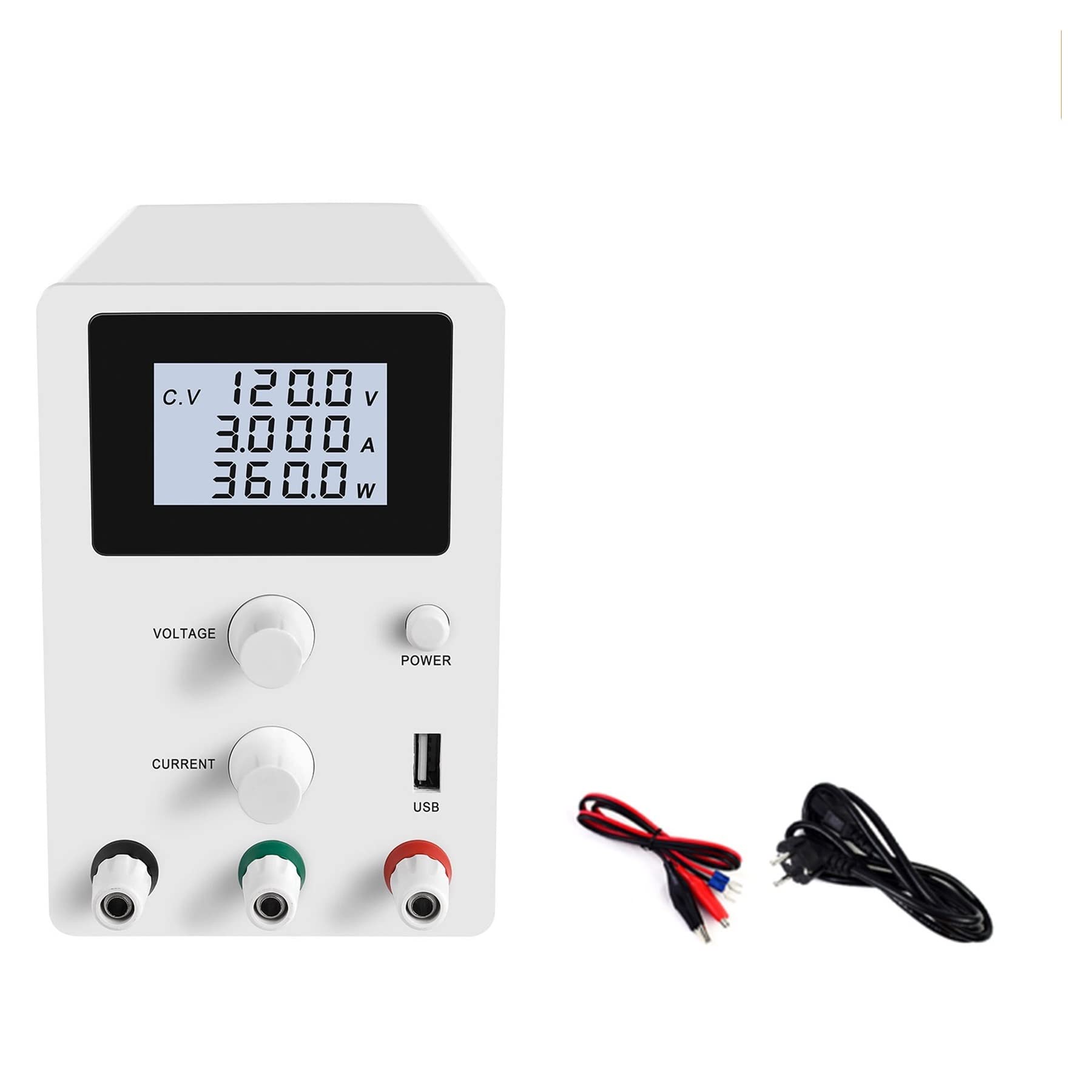Zasilacz prądu stałego o zmiennym napięciu, Zasilacz DC laboratoryjny stół warsztatowy do konserwacji 30V 10A Regulator napięcia prądu 60V 5A stabilizator przełączający moc(120V 3A White)