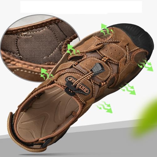 Men leather sandals with leather outer layer anti slip and anti collision soft sole driving sports beach shoes2