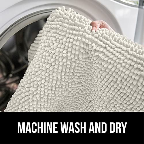 Image of GORILLA GRIP Bath Rug Mat 70x24, Soft Absorbent Chenille, Quick Dry Microfiber Mats, Rubber Backing Washable Shower Floor Rugs, Bathmat Runner, US Designed Bathroom Home Decor Accessories Ivory Cream