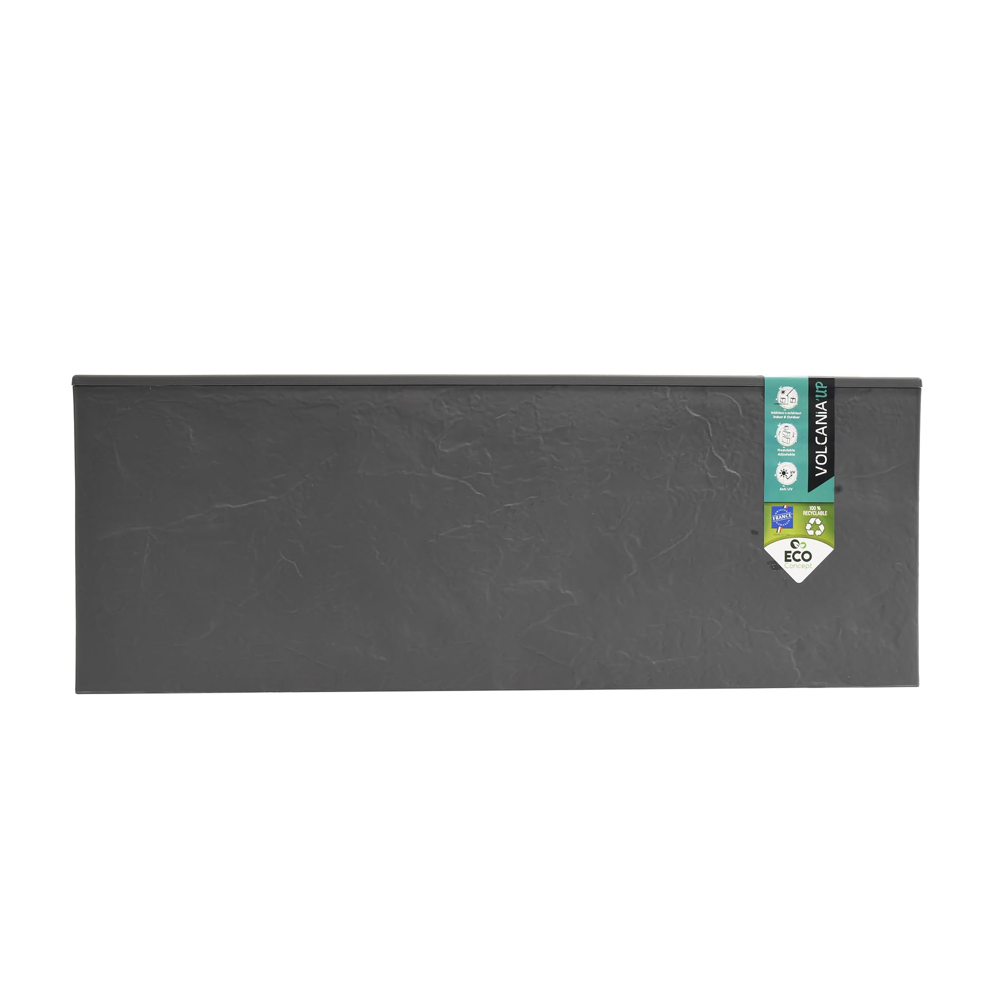 EDA - Balconera Volcania'Up 25 L - Decorazione Imitazione Pietra - Parete Singola - Area di ritenzione idrica - 59 x 19,5 x 22,8 cm - Grigio Antracite