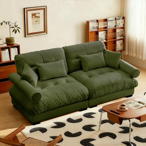 Image of SoarFlash Modern Living Room Velvet Recliner Sofa Small Sofa, Loveseat Sofa for Apartment, Green