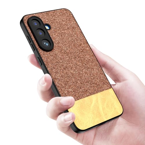 Image of Kapa Soft Fabric & Leather Hybrid Protective Back Cover for Samsung Galaxy M36 / F36 5G | Shockproof Slim Hard Anti Slip Back Case (Brown)