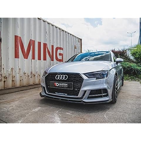 Front Diffuser Diffusor V.3 Maxton Design Gloss Black Abs Compatible with Audi S3 / A3 S-LINE 8V Facelift Sedan (2016-2020) Cover