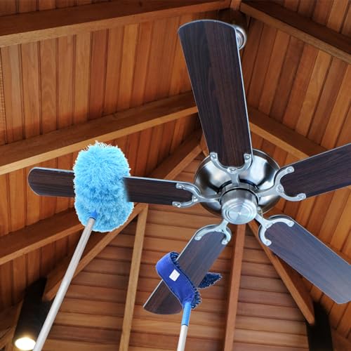 Image of PATIKIL Ceiling Fan Cleaner Duster, 12.9 inch to 59 inch, 2 in 1 Microfiber Duster Extendable Handle Fan Blade Cleaning Tool Removable Washable for Furniture Blind, Gray