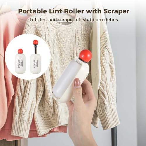 Image of 4 PCS Reusable Washable Lint Rollers for Clothes - Travel Lint Roller with Flip Dust Cover & Detachable Scraper for Clothes Pet Hair