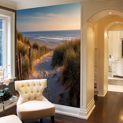 Mural Decorativo Sepia de Playa para Crear un Salón Relajante con Papel Pintado 3D Paisaje Vintage 6
