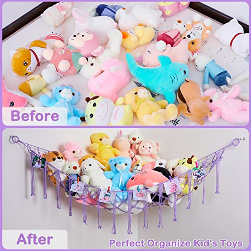 2 Pack Beinou Stuffed Animal Net Or Hammock Stuffed Animal Storage With Led Lights Hanging Plush Toy Hammock Corner Toy Storage For Kids Playroom Nursery Decor #TOP3