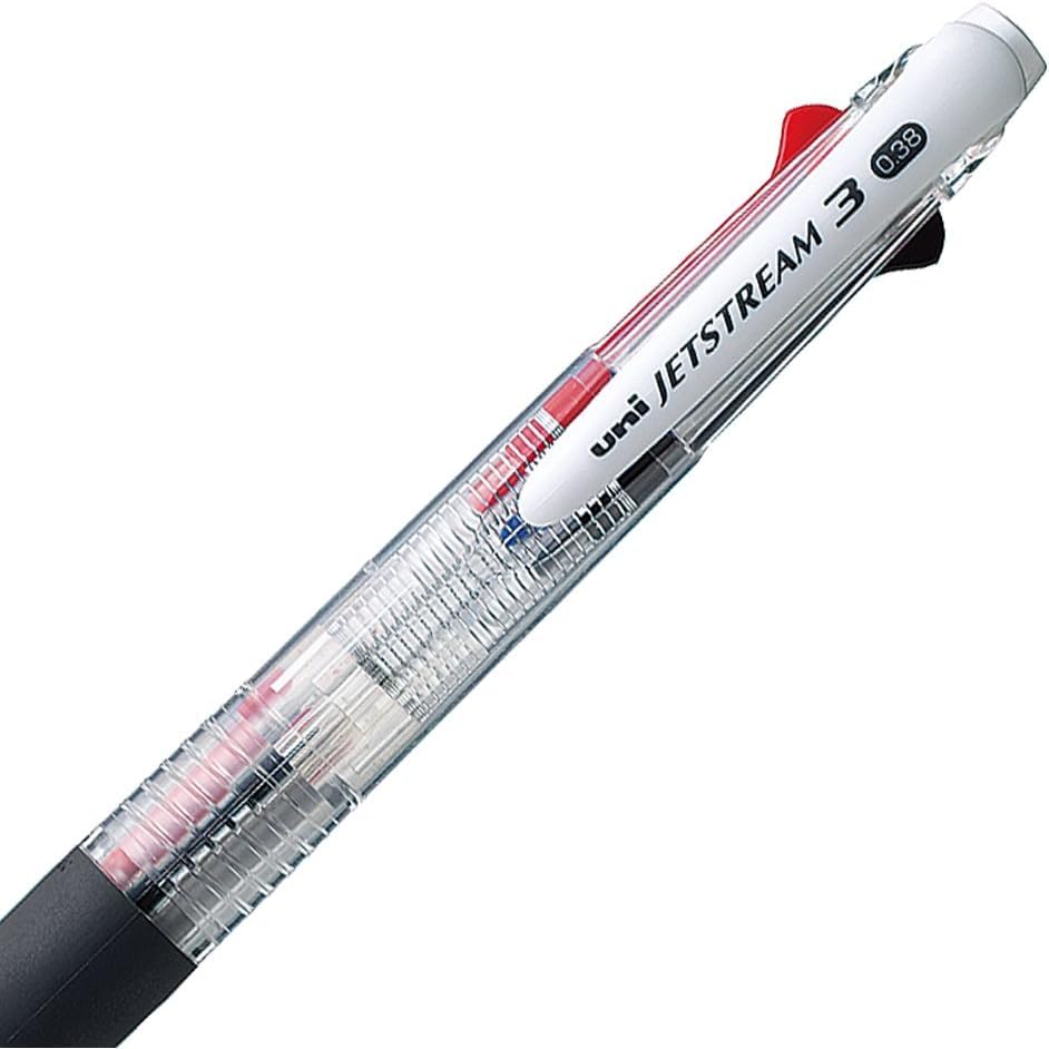 jetstream Set of 3 3 Colour Ballpoint Pen - 0.38 mm, Black Blue Red Ink, Transparent (SXE3-400-38) - Image 4