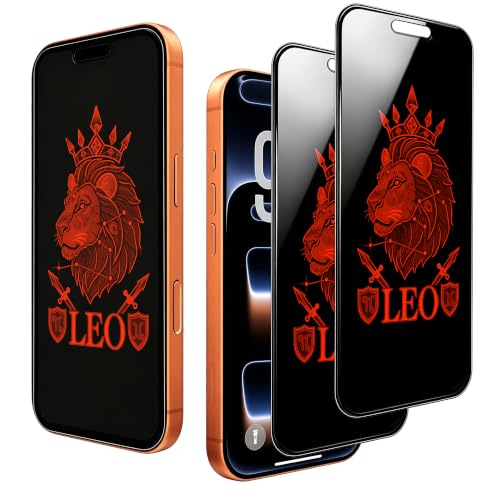 Image of Privacy Screen Protector for iPhone 16 Pro Max 2 Pack | Anti-spy privacy film anti-blue light bubble-free application comes with alignment installation frame,Red Leo Patter 6.9 inch