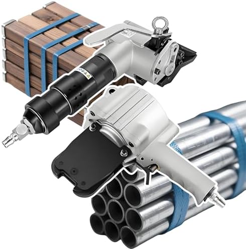 Portable Pneumatic Metal Strapping Tool, 8,500N Force, Air-Powered Banding Machine for 32mm Steel, Ideal for Warehouses, Docks & Construction Sites, 19mm Width