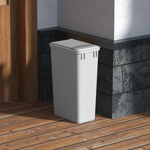 Image of Dowell 50L Wastebasket Trash Container, 52.8Qt /13.2Gal, Plastic, Stackable, for Kitchen /Bathroom /Office, Fits Under Sink /Desk (Grey 4000 50 04)