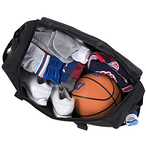 39 Liter 22 Inch Duffle Bag - Large Canvas Weekender Duffle Bags for Men, Women for Travel, with Shoes Compartment (Basic Black)