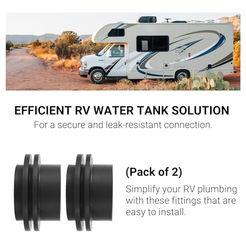 Image of Calvana (2-Pack 1-1 /2 inch RV Rubber Grommet (12483), RV Water Tank Fittings Holding Tank Fitting - Seals Securely, Black