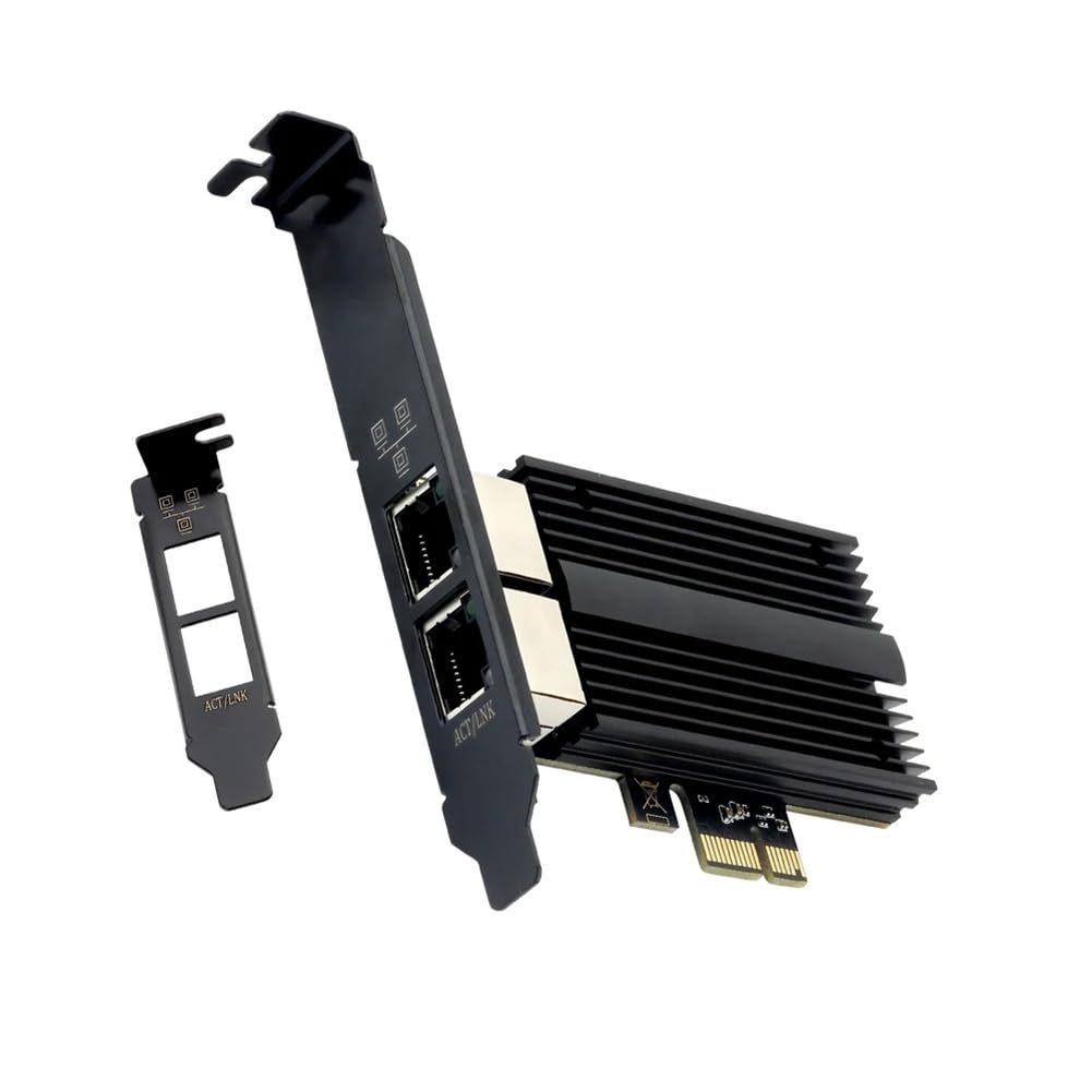Loufy Scheda di Rete da 2500 Mbps Pcie A RJ45 I226-V Scheda di Rete Gigabit Ethernet da 2,5 G A Doppia Porta 100/1000/2500 Mbps per Desktop Nero 1 PZ