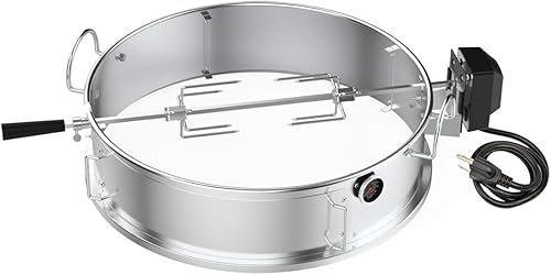 Vista 8 de Onlyfire - Kit para Asador Rotisserie y Pizza de Acero Inoxidable Multiusos para Barbacoas Weber de 22 Pulgadas con Carbón - Incluye Pala para Pizza