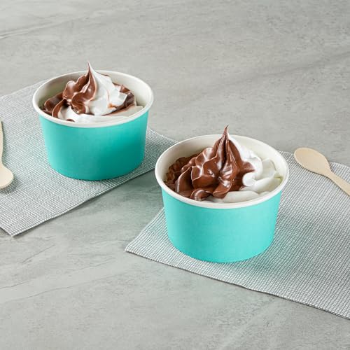 Image of Coppetta 12 Ounce Dessert Cups, 50 Disposable Ice Cream Cups - Lids Sold Separately, Sturdy, Turquoise Paper FroYo Bowls, Durable, For Hot And Cold Foods, Perfect For Gelato - Restaurantware