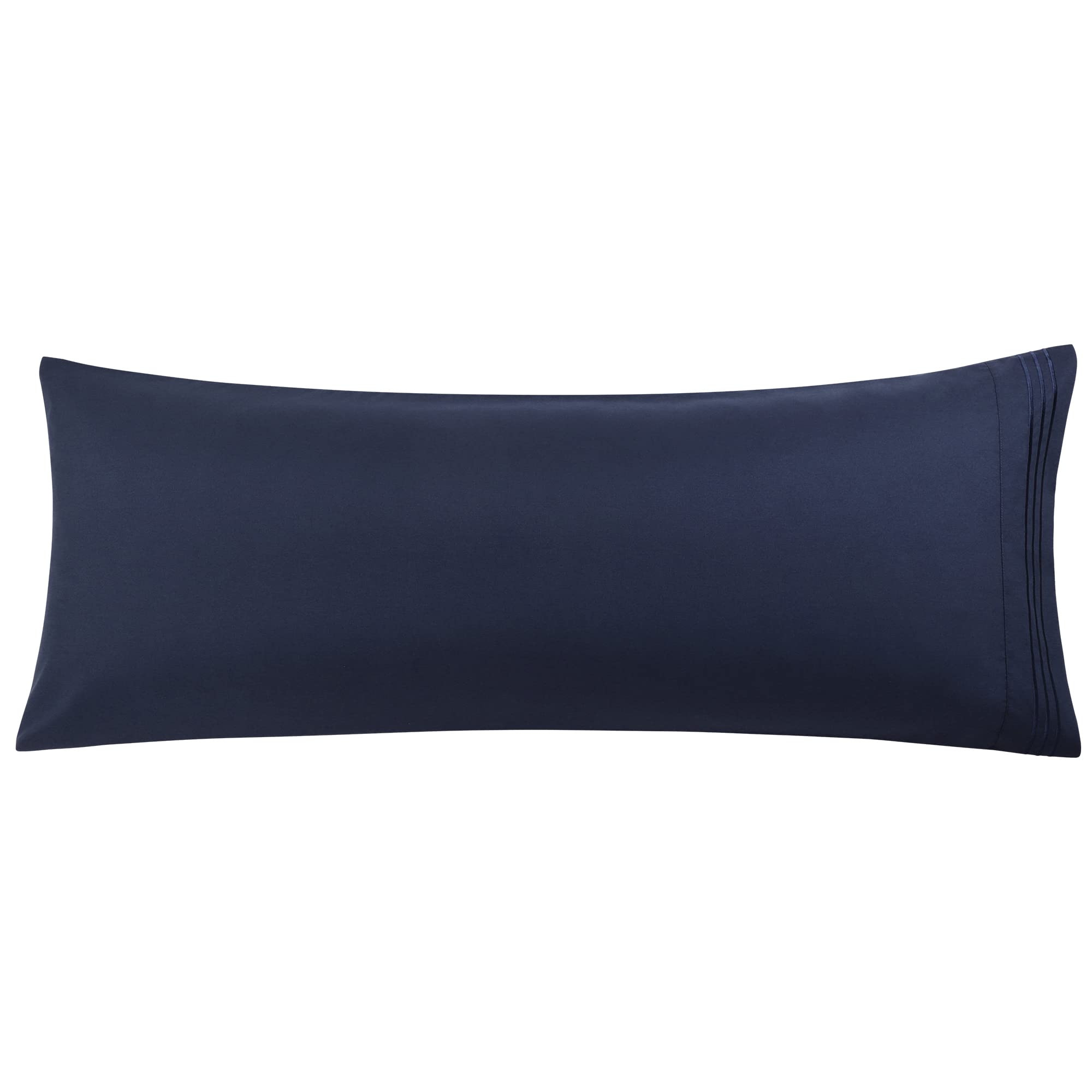 PiccoCasa Bolster Pillow Case Embroidery Brushed Microfiber Body Pillow Cover Case Envelop Closure Soft & Breathable for Long Pillow Navy 20"x54" (4ft 6in)