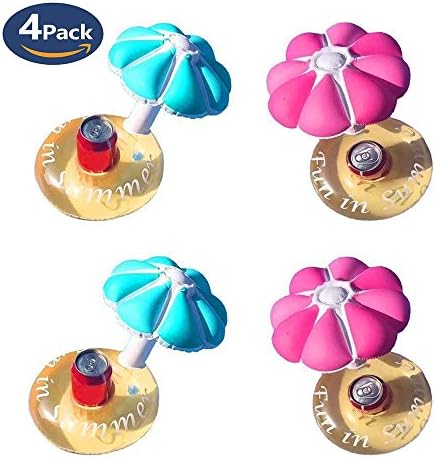 Large Inflatable Drink Holder Float Coaster, Floating Mushroom Umbrella Inflates Coasters 4-Pack (Mushroom Umbrella)