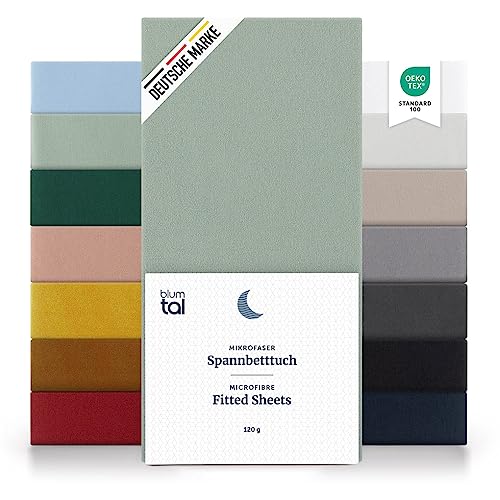 Blumtal Premium Mikrofaser Spannbettlaken 90 x 190 cm - Bettlaken bis 25cm Matratzenhöhe, Öko-Tex Zertifiziert, Summer Green - Grün