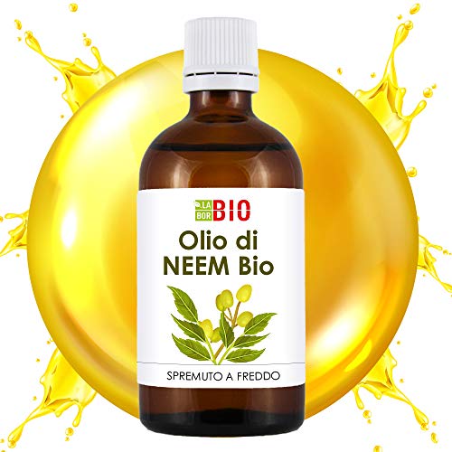 Olio Neem Bio 100% Puro Spremuto a freddo - Anti-parassitario naturale e Cosmetico per la pelle - 100 ml LaborBio