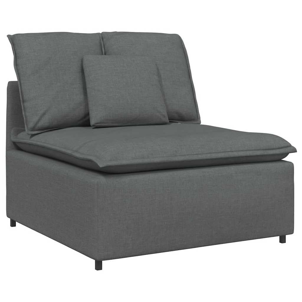 Sofá modular con reposapiés y cojín, color gris oscuro, acolchado de tela, 324 x 205 x 64 cm, sofá de 4 piezas con estructura de metal resistente, sofá modular versátil para salón y salón