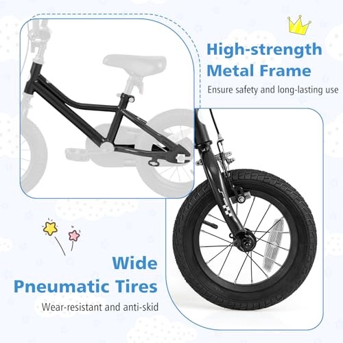 Image of BABY JOY Kids Bike, 12 14 16 18 Inches Car Pattern Sporty Bicycle w /Removable Training Wheels, Hand & Coaster Brakes, Adjustable Seat & Handlebar, Girls Boys Bike