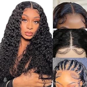 FABA Deep Wave Lace Front Wigs Human Hair 24 Inch 13×4 HD Lace Front Human Hair Wig 180% Density Curly Lace Front Wigs Natural Color Water Wave Human Hair Wigs Pre Plucked with Baby Hair for Women