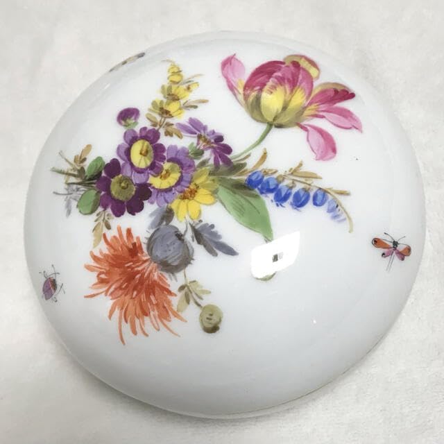 【限定値下】マイセン、ボンボニエール 五つ花と昆虫金彩縁 マイセン、ボンボニエール 五つ花と昆虫金彩縁