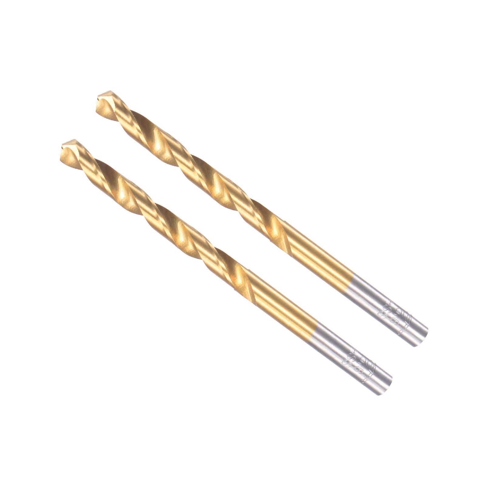 CoCud Twist Drill Bits, 5.6mm Drilling Diameter, Titanium Coated High Speed Steel 6542 Straight Round Shank