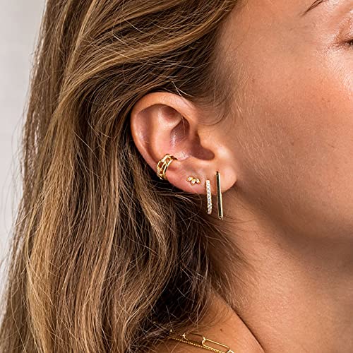 14K Gold Plated Small Rectangle Hoop Earrings Hypoallergenic Oval Hoops Earring Cubic Zirconia U-Shaped Huggie Earing for Women Grils2