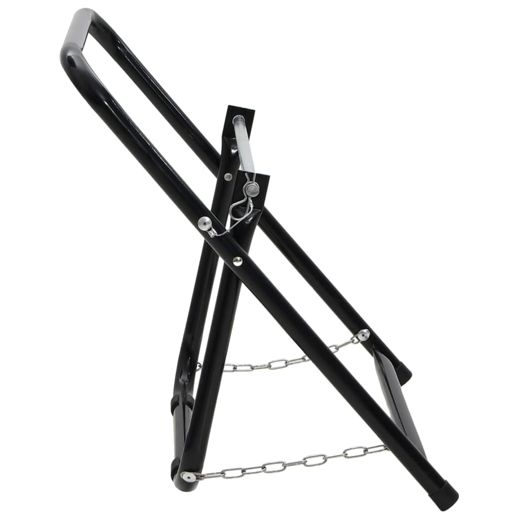 Carrello per tubo da 48 cm, 45 kg, nero, in acciaio verniciato a polvere, pieghevole e mobile, con avvolgitubo e supporto per tubo flessibile per irrigazione da giardino