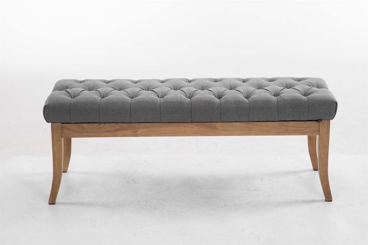 CLP Panca Design Chesterfield Ramses In Stoffa I Panchina Ingresso Capitonné Telaio Legno Chiaro I Panchina Fondo Letto Capitonné, Colore:grigio, Dimensione:120 cm