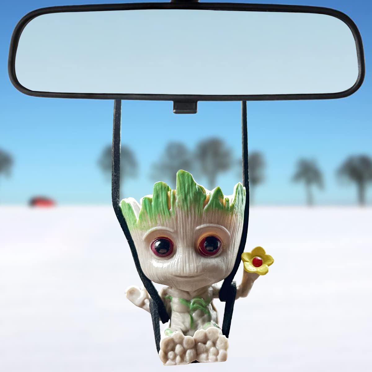 Swing Smiling Little Tree Man Car Hanging Accessory Mirror Suspension Decoration Charm Pendant Lanyard Adjustable Length
