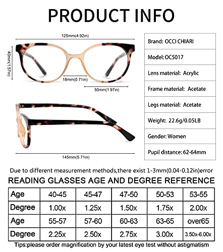 Image of OCCI CHIARI Narrow Reading Glasses Women Colorfull Cute Readers for Petite Face