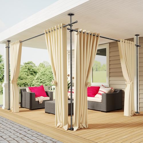 Image of SUNALLY Room Divider Curtain Rod, No Drilling 4-10ft(H) 28-140inch(W) Adjustable Privacy Wall Divider for Room Separation, Heavy Duty Temporary Partition Space Separator Tension Rods, Black
