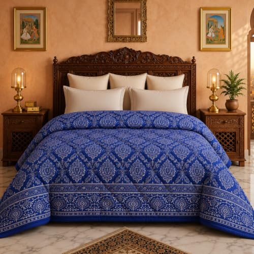 Image of BSB HOME 220 GSM Microfiber Comforter for Double Bed, Ultra Soft Quilted AC Comforter, Lightweight All Season Blanket, Breathable, Durable & Skin Friendly, 86 x 90 Inches (220 x 230 cm) - Royal Blue