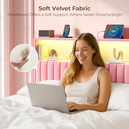 image for Rolanstar Headboard for Twin Size Bed with Storage, Head Board with US